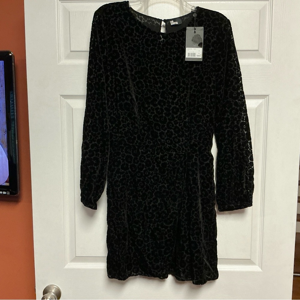 Black Velvet Leopard Print Dress